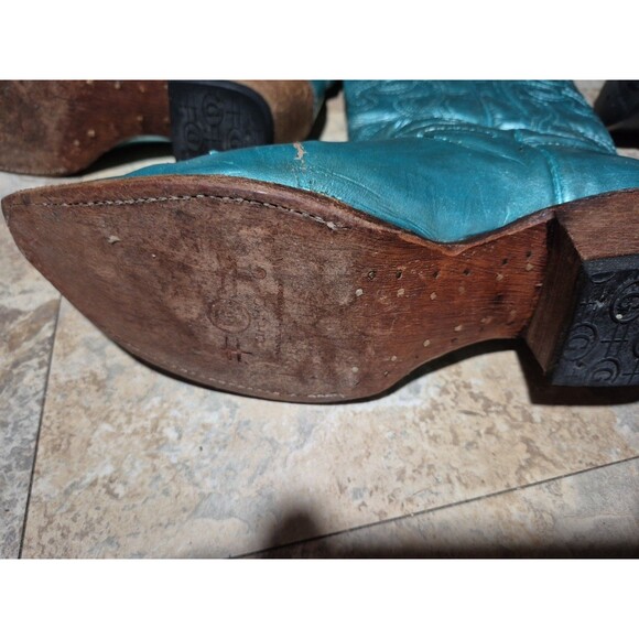 Circle G Corral Womens Boots Size 10M Snip Toe Western  Metallic Turquoise L5305 - Picture 9 of 12